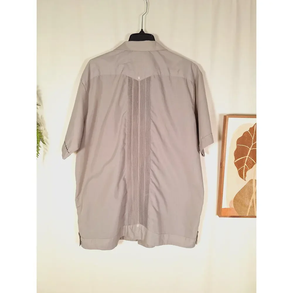 Vintage Men's Traditional Mexican Guayabera Button-Up Short-Sleeved Shirt - Picture 3 of 5